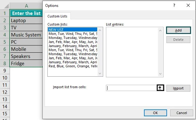 custom lists in excel
