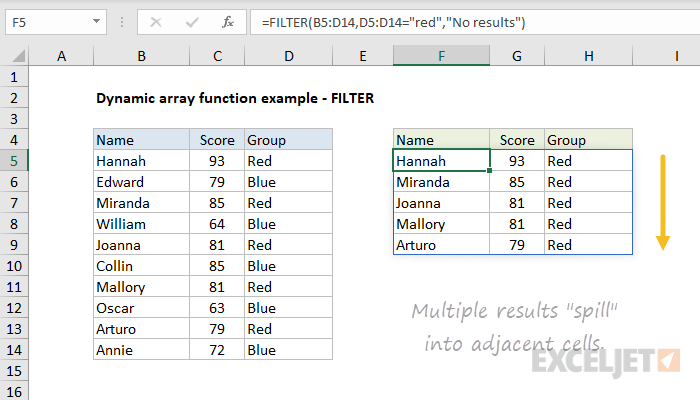 Excel dynamic arrays